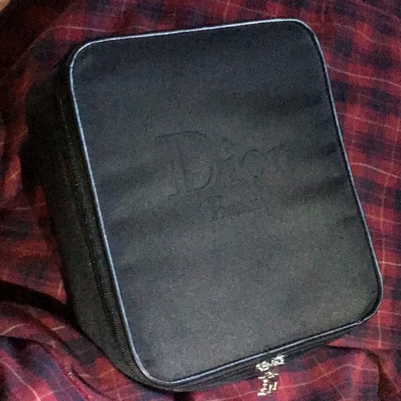 NEW DIOR BLACK BEAUTY CASE w/ SILVER “DIOR BEAUTY” ZIPPER PULLS (2) - Picture 3 of 15